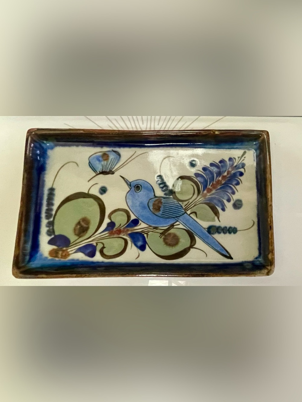 Vintage Ken Edwards Tonalá Stoneware Rectangular Tray Mexico